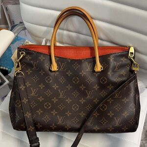 Louis Vuitton Brown and Red Monogram Shoulder Bag